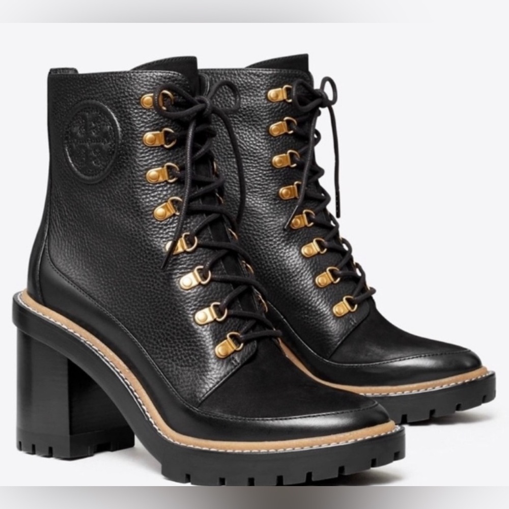 TORY BURCH Miller Mixed Materials Lug Sole Boot